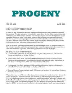 PROGENY VOL XIX, NO 2 JUNE[removed]CIRCUMCISION WITHOUT PAIN