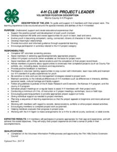 4-H COUNTYWIDE PROJECT LEADER