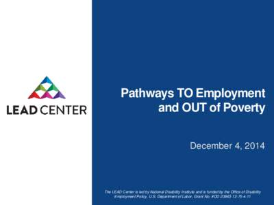 Pathways TO Employment and OUT of Poverty