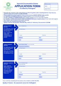 Approved Accommodation Scheme  Office use only: APPLICATION FORM Accredited by VisitEngland