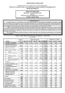 REPUBLIQUE TOGOLAISE MINISTERE DE LA PLANIFICATION DU DEVELOPPEMENT INSTITUT NATIONAL DE LA STATISTIQUE ET DES ETUDES ECONOMIQUES ET DEMOGRAPHIQUES