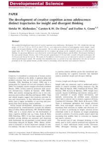 Developmental Science (2012), pp 1–12  DOI: [removed]j[removed]01176.x PAPER The development of creative cognition across adolescence: