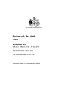 Australian Capital Territory  Partnership Act 1963 A1963-5  Republication No 8