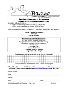 Bayview Chamber of Commerce Readerboard Rental Application Rental fee: (effective[removed])
