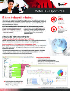 Meter IT – Optimize IT IT Assets Are Essential to Business At least  Most Fortune 500 companies are challenged by using too much of their budget on maintenance on