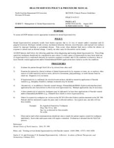 HEALTH SERVICES POLICY & PROCEDURE MANUAL North Carolina Department Of Correction Division Of Prisons SECTION: Clinical Practice Guidelines POLICY # CP-33