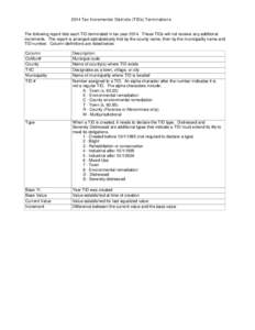 2014 Tax Incremental Districts (TIDs) Terminations