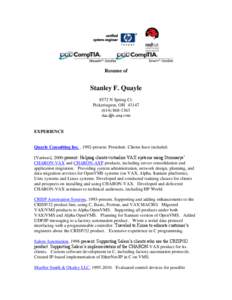 Resume of  Stanley F. Quayle 8572 N Spring Ct. Pickerington, OH[removed]1363
