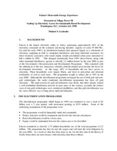 Electric power / Rural electrification / Energy development / Renewable energy / Electrification / Eskom / Off-the-grid / Energy policy of India / Renewable energy in Africa / Technology / Energy / Environment