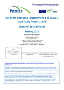 Pharmacoepidemiological Research on Outcomes of Therapeutics by a European ConsorTium IMI Work Package 5: Supplement 1 to Wave 1 Case Study Report 1:b:iii: Raptiva® (efalizumab)