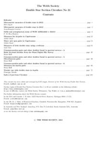 The Webb Society Double Star Section Circulars No 21 Contents Editorial Micrometric measures of double stars in 2012 . . . . . . . . . . . . . . . . . . . . . . . . . . . . . . . . . . . . . . . . . . . . . . . . . . . .