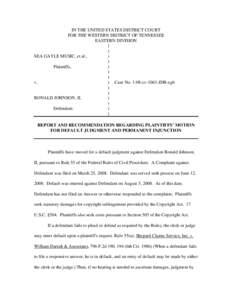 Judgment / Lawsuit / Federal Rules of Civil Procedure / Plaintiff / Doe v. MySpace / BMG Music v. Gonzalez / Civil procedure / Law / Default judgment