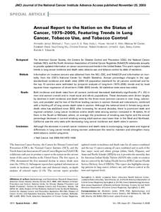 JNCI Journal of the National Cancer Institute Advance Access published November 25, 2008  SPECIAL ARTICLE Annual Report to the Nation on the Status of Cancer, 1975–2005, Featuring Trends in Lung