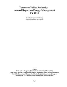 Tennessee Valley Authority Annual Report on Energy Management FY[removed]Including Department of Energy Reporting Guidance and Outline)