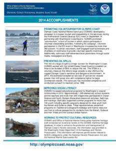 2014 ACCOMPLISHMENTS PROMOTING VOLUNTOURISM FOR OLYMPIC COAST Sandra Mallory  Olympic Coast National Marine Sanctuary (OCNMS) developed a