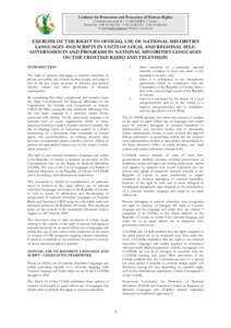 Coalition for Promotion and Protection of Human Rights Gornjodravska obalaOSIJEK / Croatia Phone/fax: + , + , +E-mail: ; Website: www.lsc.hr  EXERCIS