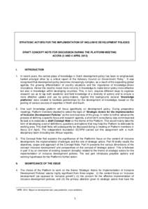 STRATEGIC ACTORS FOR THE IMPLEMENTATION OF INCLUSIVE DEVELOPMENT POLICIES  DRAFT CONCEPT NOTE FOR DISCUSSION DURING THE PLATFORM MEETING ACCRA (3 AND 4 APRILI.