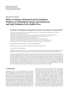 Effects of Dietary Cholesterol and Its Oxidation Products on Pathological Lesions and Cholesterol and Lipid Oxidation in the Rabbit Liver