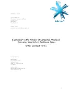 19 October 2010 Consumer Policy Ministry of Consumer Affairs PO Box 1473 Wellington New Zealand