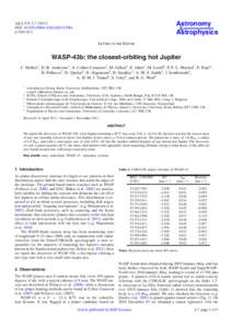 Extrasolar planets / Hot Jupiters / Transiting extrasolar planets / Phoenix constellation / SuperWASP / WASP-19b / WASP-12 / WASP-18 / Planetary science / Astronomy / Exoplanetology