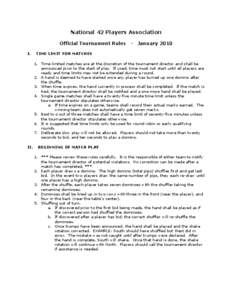 National 42 Players Association Official Tournament Rules I. -