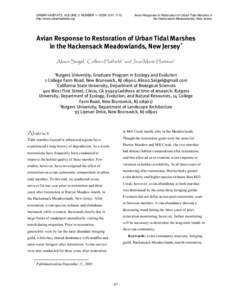 URBAN HABITATS, VOLUME 3, NUMBER 1 • ISSNhttp://www.urbanhabitats.org Avian Response to Restoration of Urban Tidal Marshes in the Hackensack Meadowlands, New Jersey