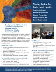 Taking Action for Safety and Health: Implementing an Effective Injury and Illness Prevention Program (IIPP)	 for