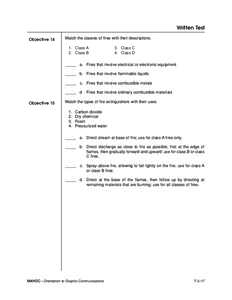 Written Test Objective 14 Match the classes of fires with their descriptions. 1. Class A 2. Class B