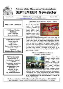 Friends of the Museum of the Everglades  SEPTEMBER Newsletter Volume X Issue 7  FME, P O Box 677, Everglades City, FL, 34139