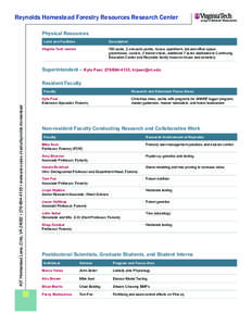 Reynolds Homestead Forestry Resources Research Center  College of Natural Resources