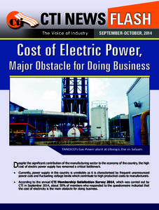 CTI NEWS FLASH The Voice of Industry SEPTEMBER-OCTOBER, 2014  Cost of Electric Power,