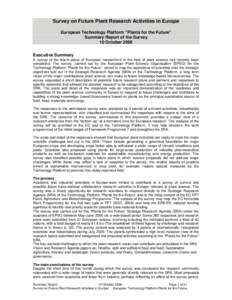 Microsoft Word - Report_Survey on Future Plant Research Activities in Europe_10 Oct'06-1.doc