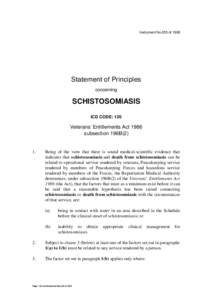 Instrument No.255 of[removed]Statement of Principles concerning  SCHISTOSOMIASIS