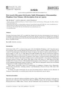 First record of the genus Dolichomitus Smith (Hymenoptera: Ichneumonidae: Pimplinae) from Vietnam, with description of one new species