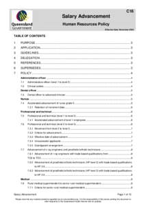 C16  Salary Advancement Human Resources Policy Effective Date: November 2009