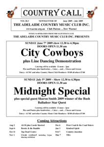 Adelaide Country Music Club Country Call June - July 2009 Issue - Vol 20.3