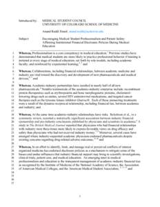 Faculty Financial Disclosures Resolution May 2011