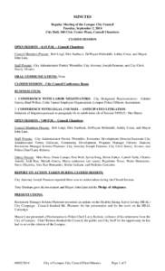 MINUTES Regular Meeting of the Lompoc City Council Tuesday, September 2, 2014 City Hall, 100 Civic Center Plaza, Council Chambers CLOSED SESSION OPEN SESSION – 6:15 P.M. – Council Chambers