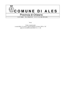 COMUNE DI ALES Provincia di Oristano C.A.P[removed]TEL[removed]C.F./P. I.V.A[removed]bozza Codice comportamento