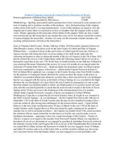 Southern Campaign American Revolution Pension Statements & Rosters Pension application of William Perry S8944 2fn13/3SC Transcribed by Will Graves[removed]Methodology: Spelling, punctuation and/or grammar have been corr