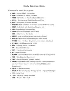 Health / Individuals with Disabilities Education Act / Individual Family Service Plan / Early childhood intervention / Individualized Education Program / Speech and language pathology / Preschool education / Special education in the United States / Education / Special education / Medicine