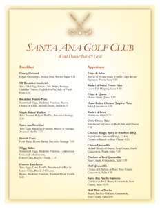 SANTA ANA GOLF CLUB Wind Dancer Bar & Grill Breakfast Appetizers