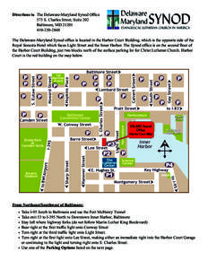 Directions to The DE-MD Synod Office