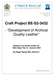 Microsoft Word - Factsheet - Craft Project BE-S2-3432.doc