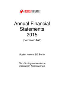 Annual Financial StatementsGerman GAAP)  Rocket Internet SE, Berlin