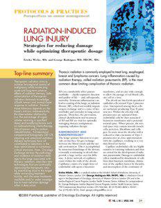 Radiobiology / Medical physics / Lung cancer / Radiation therapy / Radiation-induced lung injury / Ionizing radiation / Dose-volume histogram / Pulmonary fibrosis / Pulmonary toxicity / Medicine / Radiation oncology / Radioactivity