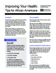 Improving Your Health:  U.S. Department of Health and Human Services  Tips for African Americans