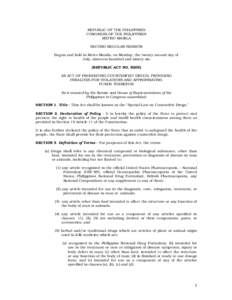 REPUBLIC OF THE PHILIPPINES CONGRESS OF THE PHILIPPINES METRO MANILA SECOND REGULAR SESSION Begun and held in Metro Manila, on Monday, the twenty-second day of July, nineteen hundred and ninety-six