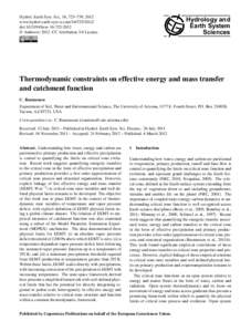 Hydrol. Earth Syst. Sci., 16, 725–739, 2012 www.hydrol-earth-syst-sci.netdoi:hess © Author(sCC Attribution 3.0 License.  Hydrology and