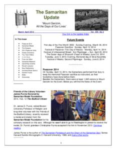 The Samaritan Update “Mount Gerizim, All the Days of Our Lives” March/ April 2014
